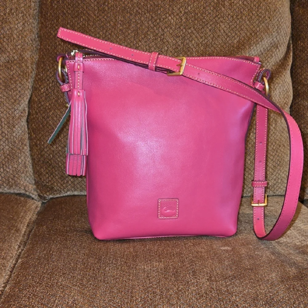 Dooney & Bourke Selina Fuchsia Florentine Leather Crossbody Bag - Picture 6 of 16